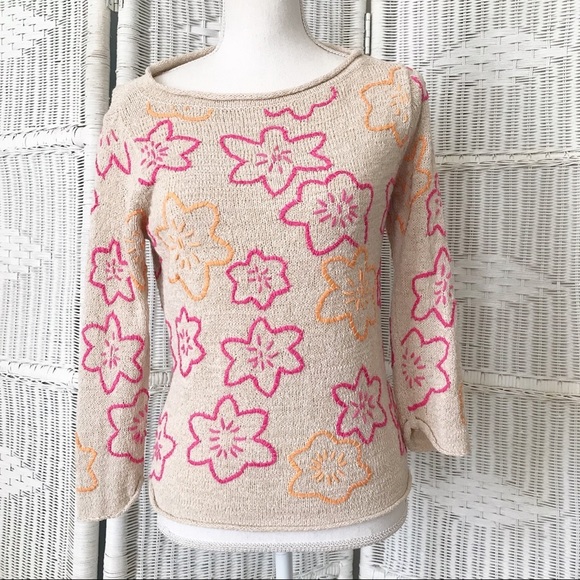 Vintage Sweaters - Vintage David Brooks Embroidered Floral Sweater MP